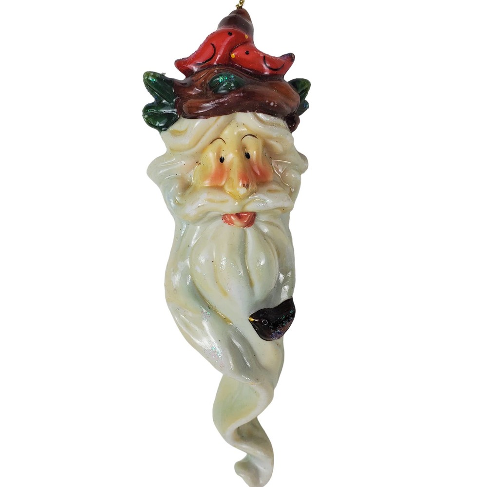 Christmas Holiday Santa Claus St Nick Face Ornament Ceramic 6” inches